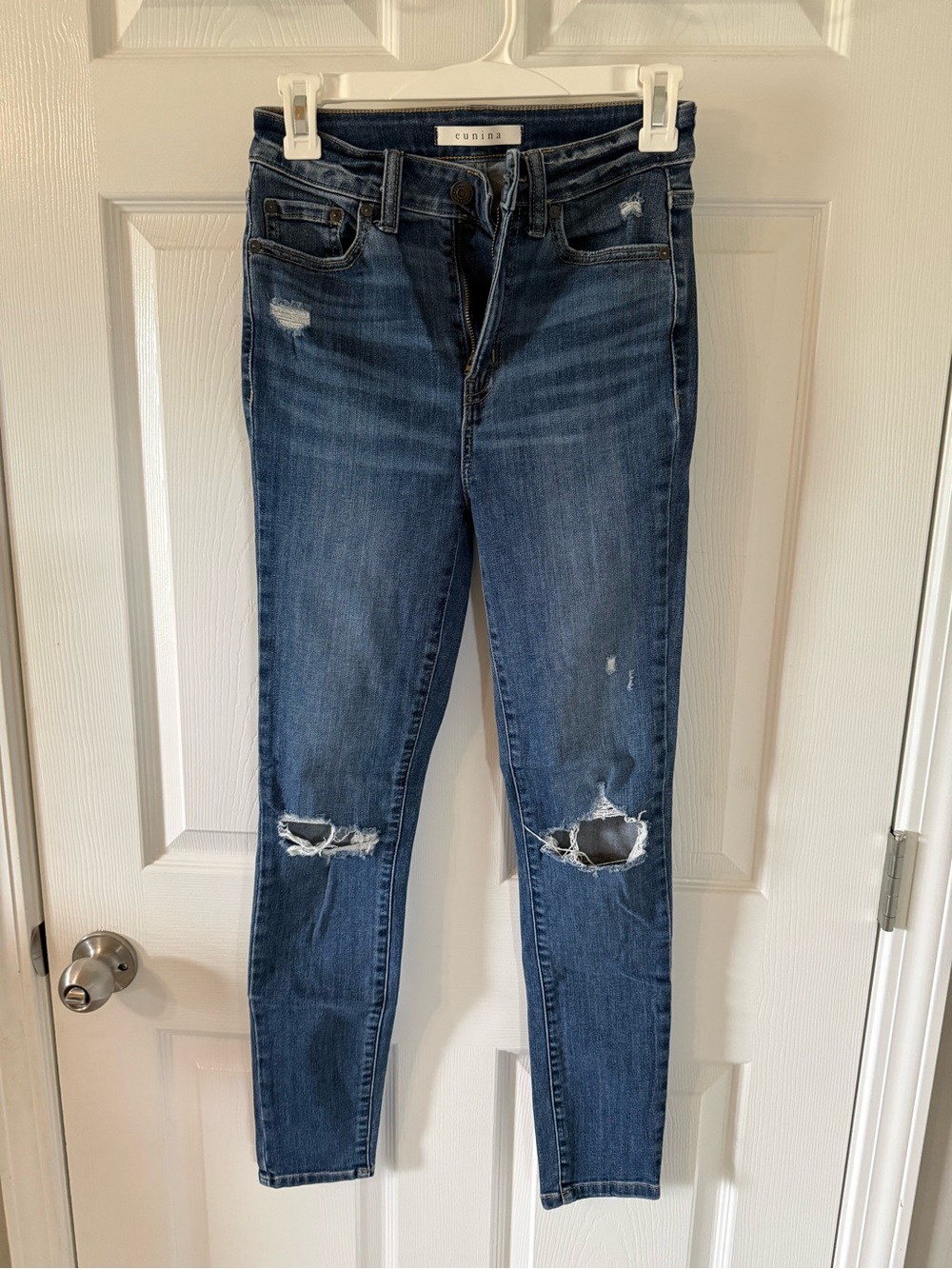 eunina Dark Blue Distressed Skinny Jeans